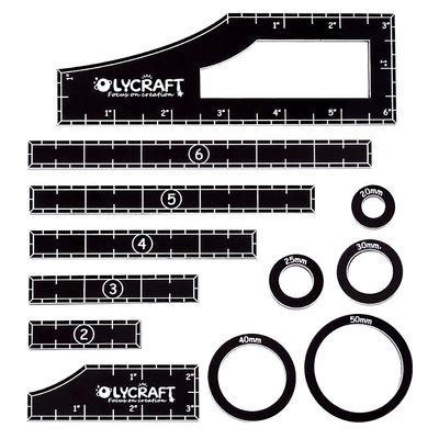 OLYCRAFT 1 Set(12pcs) Objective Point Markers Acrylic Ruler Objective Makers Set Round Objective Marker Gaming Accessory War Games Measuring Ruler for Tabletop Wargames Templates Set- 12 Sizes