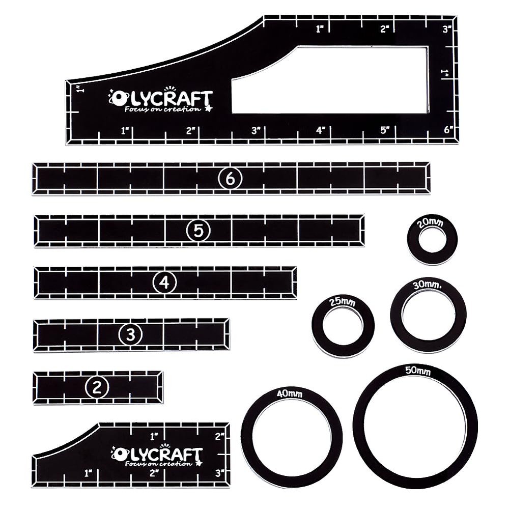 OLYCRAFT 1 Set(12pcs) Objective Point Markers Acrylic Ruler Objective Makers Set Round Objective Marker Gaming Accessory War Games Measuring Ruler for Tabletop Wargames Templates Set- 12 Sizes