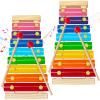 2 Pcs Wooden Xylophone for Kids,Xylophone Educational Musical Toy with 2 Child Mallets 8 Diatonic Keys,Xylophone Wooden Instruments Toys for Toddlers view 1
