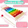 2 Pcs Wooden Xylophone for Kids,Xylophone Educational Musical Toy with 2 Child Mallets 8 Diatonic Keys,Xylophone Wooden Instruments Toys for Toddlers view 2