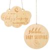 2pcs Baby Sleeping Sign, Different Shape Baby Sleeping Door Sign with Hemp Rope Wooden Do Not Ring Doorbell Sign Baby Sleeping Hanging Sign for Front Door Nursery Bedroom Baby Room view 1