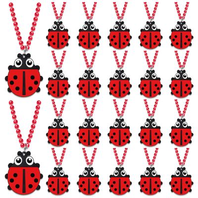 KeeStar 24 Pack Ladybug Necklace Party Favors for Insect Themed Baby Shower, Birthday Party Goodie Bag Fillers, School Carnival Rewards, Photography Props, Home Decorations, Classroom Prize