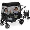 ELEMARA Wagon Stroller for 2 Kids, Premium All-Terrain Stroller with Canopy, Adjustable Push/Pull Handle Bar, Comfortable drop-down footwell and Upholstered Seats, Black view 1