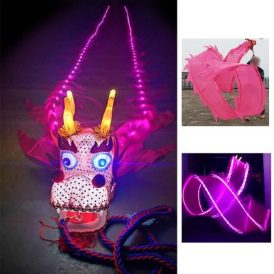 3D dragon Flinging The Ribbon Streamer, Dragon Pink Light Up Dragon Dance Ribbon, Outdoor Fitness Dragon Design Spinning & Shaking with Led, Washable Dragon Juggling Spinning Ribbons Set(8 m (26 ft))