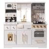 ROBUD Play Kitchen for Kids, Wooden Play Kitchen Set with Plenty of Realistic Play Features, Toy Kitchen with Ice Maker, Coffee Machine, Oven, Cabinet, Microwave, Utensils, Gift for Ages 3+, White view 1