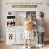 ROBUD Play Kitchen for Kids, Wooden Play Kitchen Set with Plenty of Realistic Play Features, Toy Kitchen with Ice Maker, Coffee Machine, Oven, Cabinet, Microwave, Utensils, Gift for Ages 3+, White view 2