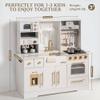 ROBUD Play Kitchen for Kids, Wooden Play Kitchen Set with Plenty of Realistic Play Features, Toy Kitchen with Ice Maker, Coffee Machine, Oven, Cabinet, Microwave, Utensils, Gift for Ages 3+, White view 3