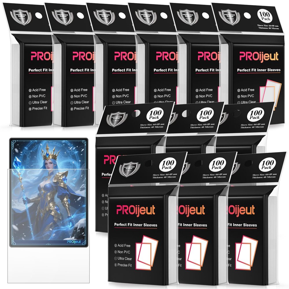 1200 Pack Card Sleeves Clear, Perfect Fit Inner Sleeves Ideal for Double-sleeving, Trading Card Sleeve Compatible with MTG, PKM, TCG and Gaming Cards (60 Microns)