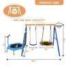 5-in-1 Kids Swing Sets for Backyard with Trampoline, 880lbs Heavy-Duty A-Frame Stand Metal Outdoor with 32 inch Saucer & Belt Swing, 55 inch Trampoline, Basketball Hoop, Led Light & Anchors view 2