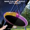 5-in-1 Kids Swing Sets for Backyard with Trampoline, 880lbs Heavy-Duty A-Frame Stand Metal Outdoor with 32 inch Saucer & Belt Swing, 55 inch Trampoline, Basketball Hoop, Led Light & Anchors view 4