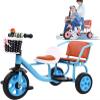 OZXINNUO Kids Double Seat Tricycle, Daycare Toddler Trike with Passenger Seat, Built-in Multifunction Trike Perfect Toys for Girl Gifts Trikes,Inflate-Free Wheels,Outdoor Playgroun(Blue) view 1