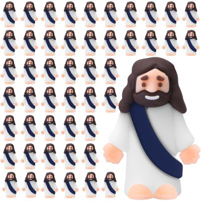 Sumind 50 Pcs Little Jesus Figures Christmas Mini Pocket Jesus Figurines Bulk Original Design for Xmas Hide and Seek Religious Party Favors Sunday School Baptism Gifts(Dark Blue)