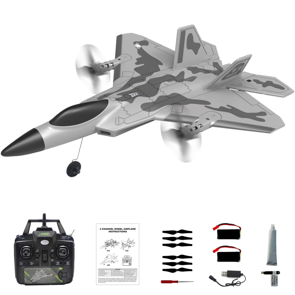 Leopmase RC Plane 4 Channel Remote Control Airplane - F-22 RC Airplane for Beginners Adult with Xpilot Stabilization System & Aerobatic, Two Batteries - Remote Control Plane Gift for Kids
