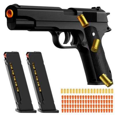 Soft Bullet Toy Gun - Stress Shot with Semi-Automatic Mode, Realistic Shell Ejecting Toy Guns (Black)