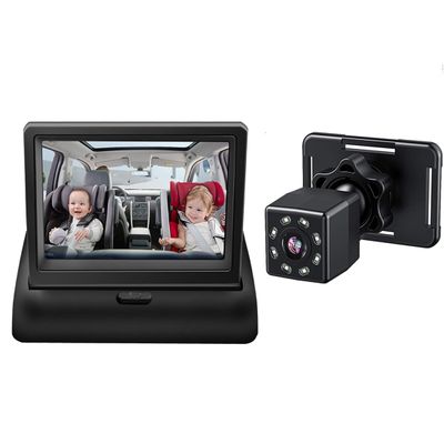Baby Car Camera 1080P 4.3'' Display Baby Car Mirror with 1 IR Night Vision Camera, Easily Install Car Camera for Baby with Crystal Clear Wide View for Rear Facing Seat