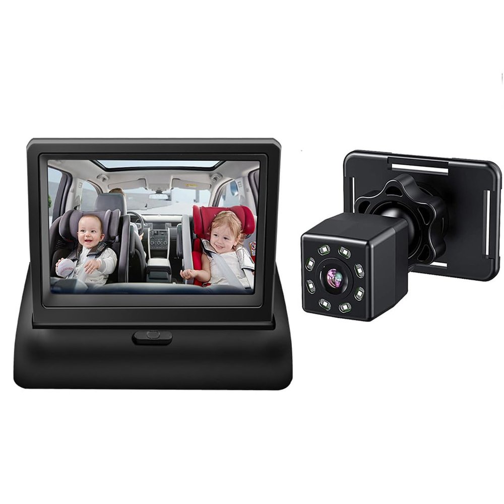 Baby Car Camera 1080P 4.3'' Display Baby Car Mirror with 1 IR Night Vision Camera, Easily Install Car Camera for Baby with Crystal Clear Wide View for Rear Facing Seat