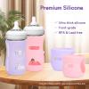 AUDRWALL Silicone Sleeves for Avent Natural Glass Baby Bottles, BPA Free, Anti Breakage Baby Bottle Holder (Purple + White + Pink, 4 Ounce) view 4