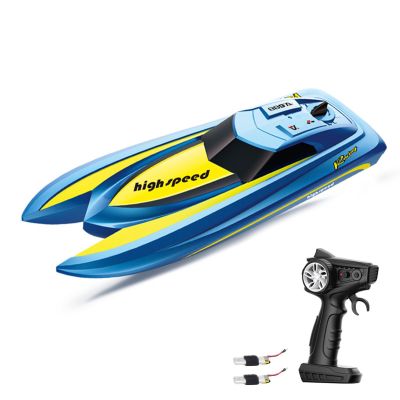Authticar High Speed RC Boats,Mini Remote Control Speedboat Dual Motors 2.4Ghz Electric Remote Control Ship for Adult and 8-12 Teen Waterproof Toy Boat for Pool 2 Batteries,Blue
