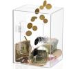 Fzaqwen Clear Piggy Bank for Adults - Transparent Acrylic Money Box with Key and Lock Openable Large Acrylic Savings Jar for Real Money Cash and Coin Reusable Containers view 1