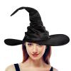 RWYBEIW Halloween Witch Hat for Women Spiders Feather Witch Wizard Hat Halloween Costume Cosplay Party Dress Up Props (A# Black Folds, One Size) view 1