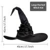 RWYBEIW Halloween Witch Hat for Women Spiders Feather Witch Wizard Hat Halloween Costume Cosplay Party Dress Up Props (A# Black Folds, One Size) view 2