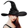 RWYBEIW Halloween Witch Hat for Women Spiders Feather Witch Wizard Hat Halloween Costume Cosplay Party Dress Up Props (A# Black Folds, One Size) view 3