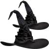 RWYBEIW Halloween Witch Hat for Women Spiders Feather Witch Wizard Hat Halloween Costume Cosplay Party Dress Up Props (A# Black Folds, One Size) view 4