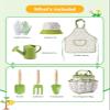 Kids Gardening Set Toys, Quality Garden Tool Kit for Kids and Toddlers, Includes Two Shovels, Garden hat,Rake, Apron,Gloves, Watering Can, and Tool Bag (Green) view 2