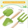 Kids Gardening Set Toys, Quality Garden Tool Kit for Kids and Toddlers, Includes Two Shovels, Garden hat,Rake, Apron,Gloves, Watering Can, and Tool Bag (Green) view 3
