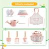 Grenebo Kids Gardening Set Toys, Quality Garden Tool Kit for Kids and Toddlers, Includes Two Shovels, Garden hat,Rake, Apron,Gloves, Watering Can, and Tool Bag (Pink) view 2