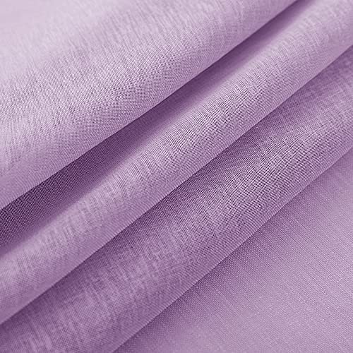 HooHero Purple Simple Solid Living Kids Room 50 Width Sheer Curtains Window Treatments Rod Pocket