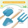 Grenebo Kids Gardening Set Toys, Quality Garden Tool Kit for Kids and Toddlers, Includes Two Shovels, Garden hat,Rake, Apron,Gloves, Watering Can, and Tool Bag (Blue) view 3