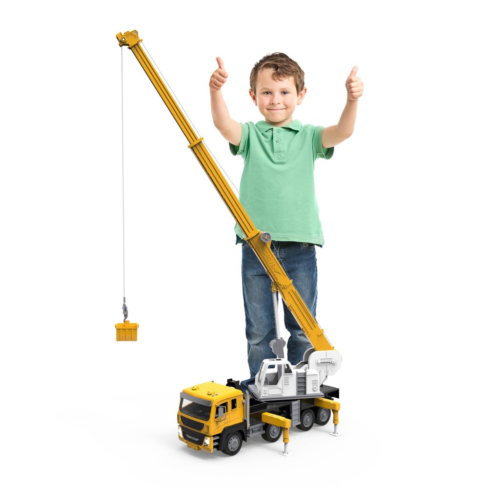 Driven by Battat  Jumbo 27-Inch Crane Truck Toy  Construction Vehicle with Movable Crane Arm & Realistic Design  Toy for 3+ Years