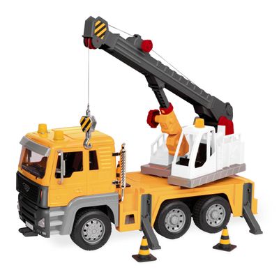 Driven by Battat  Large 18-Inch Yellow Toy Crane Truck with Lights and Sounds for Kids  Big Construction Vehicle Toy with Realistic Crane Action  Durable Play Truck for Toddlers 3+ Years