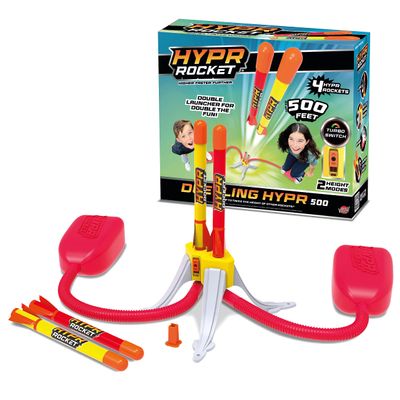 Flybar Hypr Rocket Launcher for Kids - Patented Design, Reach up to 500 Feet, Dual Pack with 2 Launchers & 4 Rockets, Connectable, Indoor/Outdoor Toys and Games