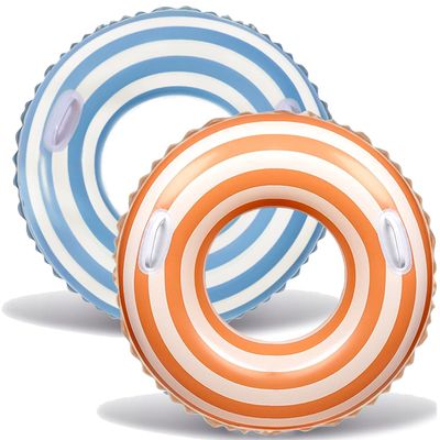 2PCS Pool Floats for Adult Striped Swim Ring Pool Floaties Inflatable Swimming Pool Raft Party Water Large Summer Beach Lounger Float Party Supplies (120#Multi Lollipop, 2)