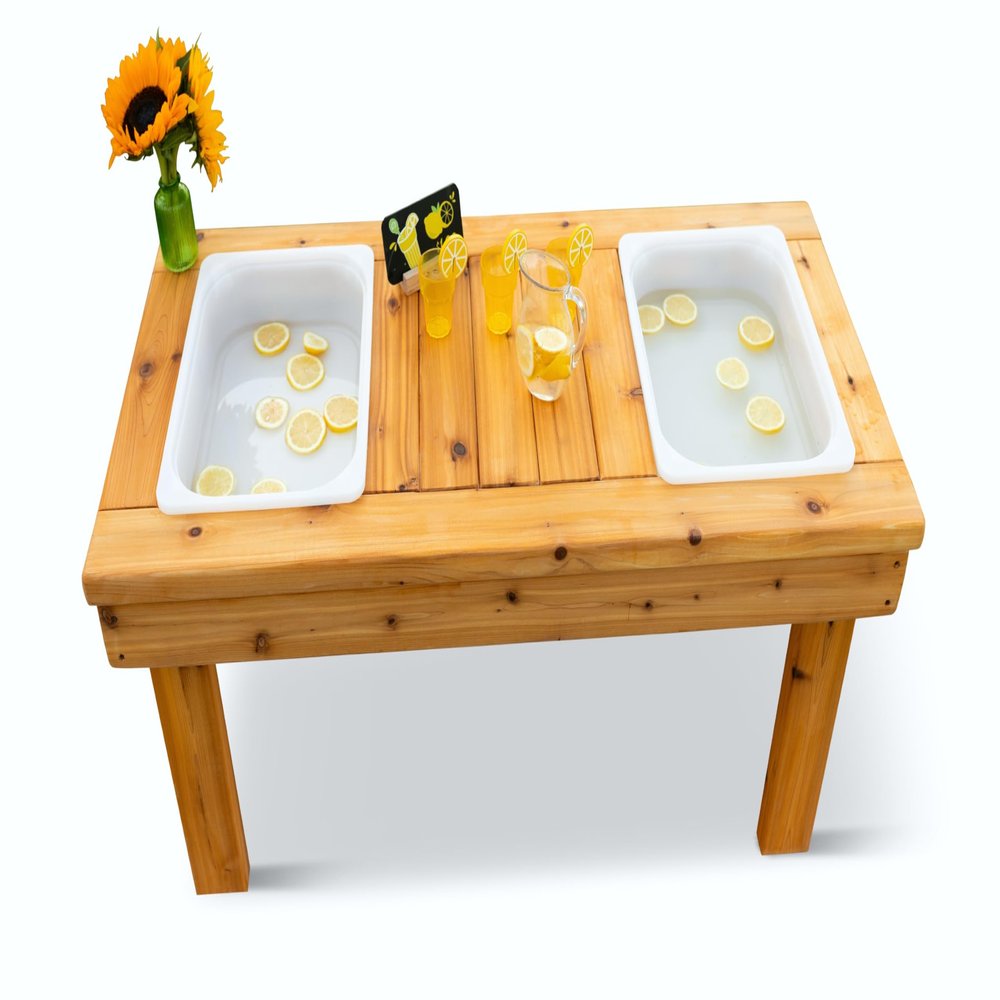 Noble Toys Wooden Two Bin Sensory Table | Toddlers Activity Play for Outside | Sand and Water Table for Age 36 Months+ | Fill with Craft, Mud, and Sensory Toys | Large Outdoor Kids Kitchen