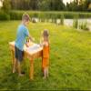 Noble Toys Wooden Two Bin Sensory Table | Toddlers Activity Play for Outside | Sand and Water Table for Age 36 Months+ | Fill with Craft, Mud, and Sensory Toys | Large Outdoor Kids Kitchen view 2