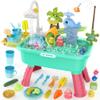 4-in-1 Kitchen Play Sink Toys with Running Water for Kid,Color Changing Electric Water Table Toy with Animals, Food, Tableware Accessories,Pretend Role Birthday Toy for Boy and Girl view 1