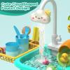 4-in-1 Kitchen Play Sink Toys with Running Water for Kid,Color Changing Electric Water Table Toy with Animals, Food, Tableware Accessories,Pretend Role Birthday Toy for Boy and Girl view 3