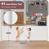 Reinforced 41" Extra Tall Retractable Dog Gate 100" Wide Retractable Baby Gates with Support Rods, Outdoor Retractable Gates for Dogs Indoor Extra Tall Baby Gate Child Gates for Wide Openings, White view 3