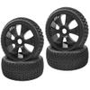 1/8 Off-Road RC Buggy 4.37''OD Rubber Tires & Plastic Wheel Rim 17mm Hex Hub w/Foam & 1/8 RC Off Road Buggy Snow Sand Paddle Tires &Plastic Wheel Rims 17mm Hex Hub view 2