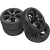 1/8 Off-Road RC Buggy 4.37''OD Rubber Tires & Plastic Wheel Rim 17mm Hex Hub w/Foam & 1/8 RC Off Road Buggy Snow Sand Paddle Tires &Plastic Wheel Rims 17mm Hex Hub view 4