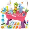 4-in-1 Electric Water Table Toy for Toddlers 1-3,Color Changing Kitchen Play Sink Toys with Running Water for Kid with Water Pump,Animals, Food, Tableware,Pretend Role Birthday Toy for Boy and Girl view 1