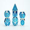 FanRoll Tales of The Valiant Metal Dice Set, Silver with Light Blue Enamel, Set of 7 view 1