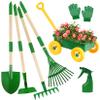 Duckura Kids Gardening Tools Set - 7pcs Wheelbarrow Set Outdoor Toy for Kids with Shovel, Rake, Leaf Rake, Yard Digging Weed Toys, Valentine's Birthday Gifts for Boys Girls Age 2 3+Years Old(Yellow) view 1