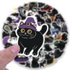 100 PCS Halloween Black Funny Cat Stickers,Animal Aesthetic Vinyl Waterproof Stickers for Water Bottle Laptop Luggage Helmet Skateboard Snowboard Guitar Scrapbook Phone Gifts for Teens Girls view 3