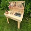 Noble Toys Mini Mud Kitchen with Functional Sink for Kids | Pretend Play Toddler Table with Running Water | Outdoor Playset Working Sink | Real Wooden Kitchens | Preschool Equipment view 2