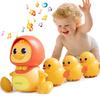 Baby Crawling Toys Set of 4 - Magnetic Swaying Ducks for infants, Tummy Time Toys with Music & Lights, 1st Birthday Gift & Christmas Gift for Boys and Girls(Yellow) view 1