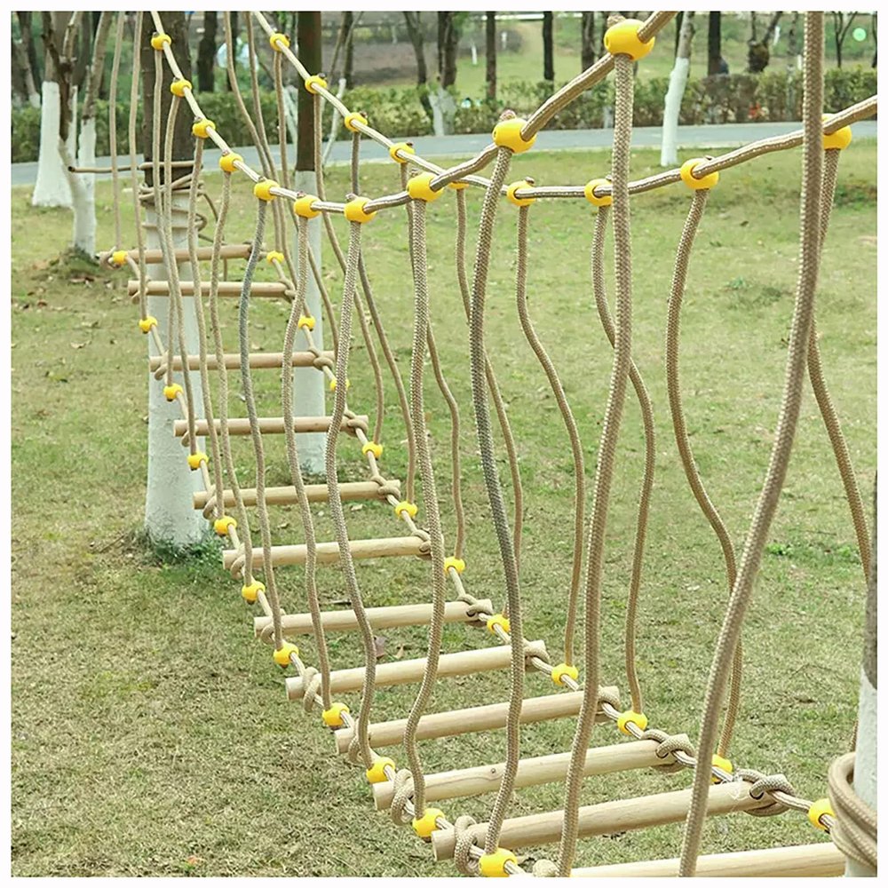 Amusement Park Suspension Bridge,Rope Ladder Bridge,Rickety Bridge, Slackline Accessories,Suitable for Outdoor Activities(Size:26.24ft(8m))